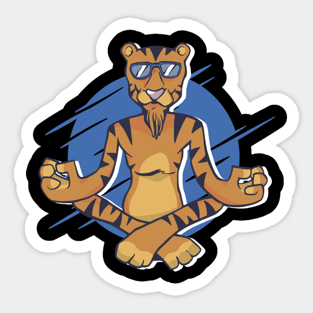 yoga tiger meditation funny Sticker by Midoart